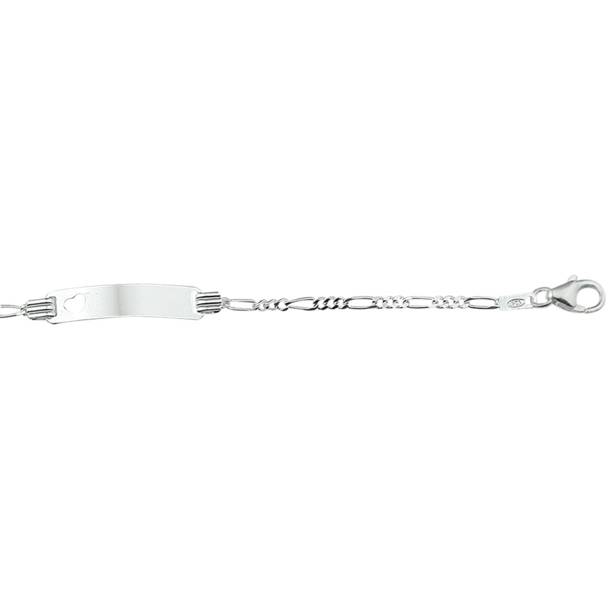 Fantasy Collection Graveerarmband hart figaro plaat 4,2 mm zilver
