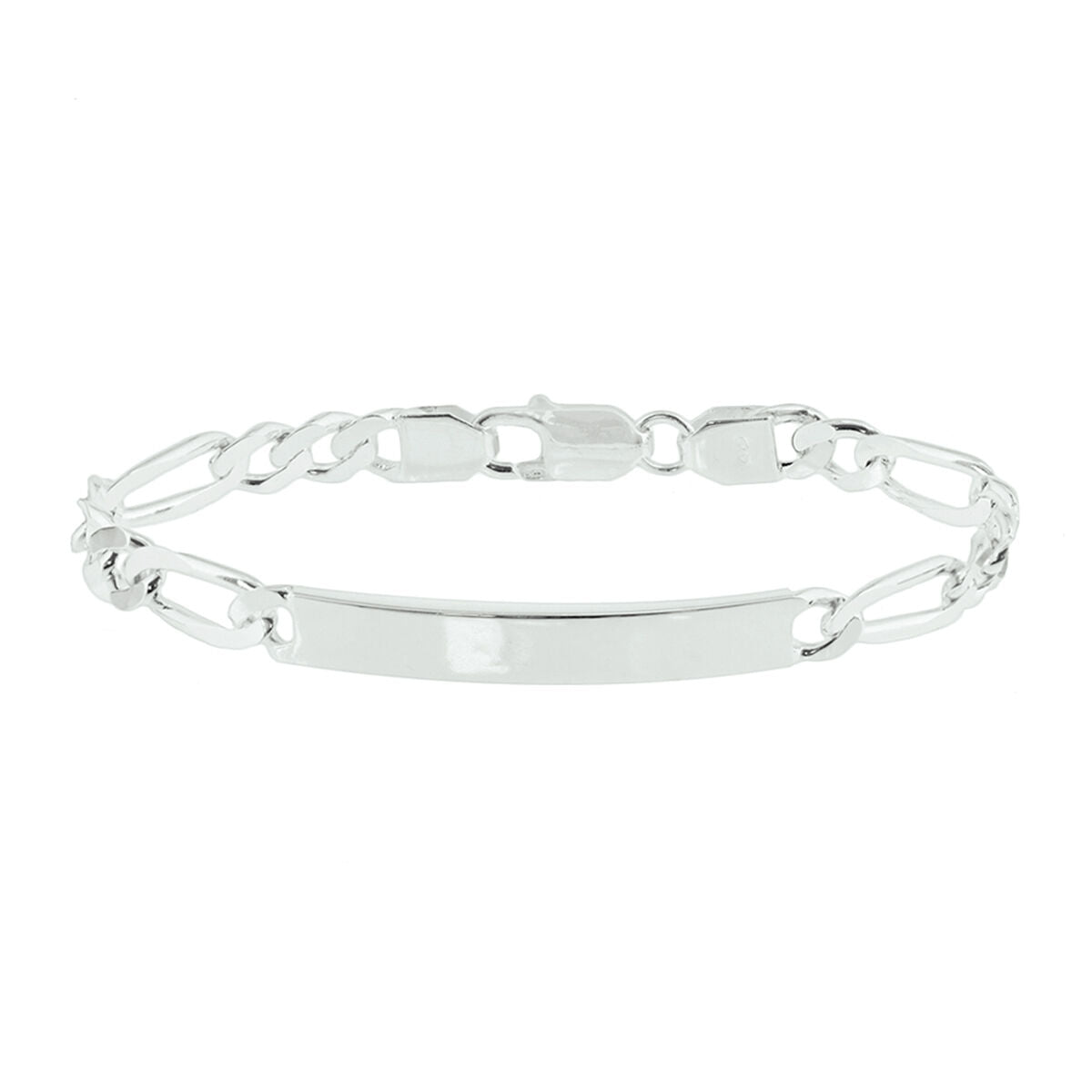 Fantasy Collection Graveerarmband figaro plaat 6,3 mm 19 cm zilver