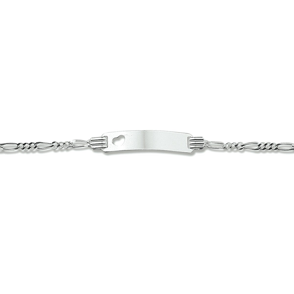 Fantasy Collection Graveerarmband hart figaro plaat 4,2 mm zilver