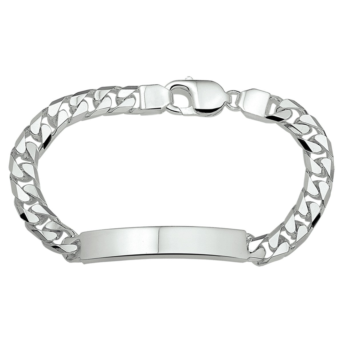 Fantasy Collection Graveerarmband gourmette 6 zijdes geslepen plaat 8 mm zilver