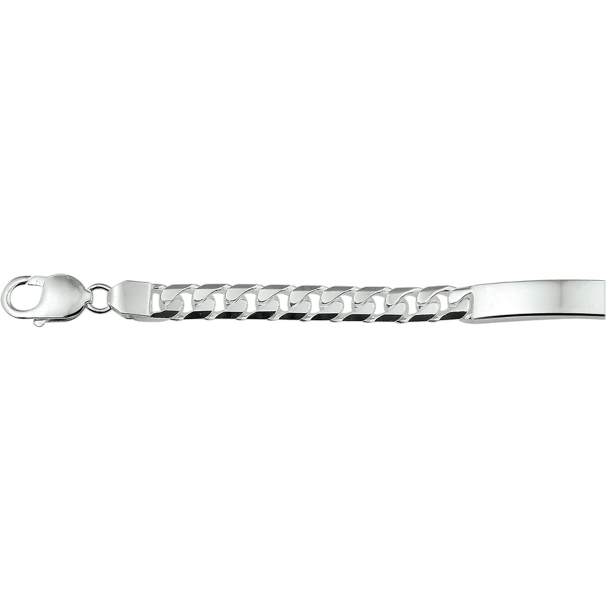Fantasy Collection Graveerarmband gourmette 6 zijdes geslepen plaat 8 mm zilver
