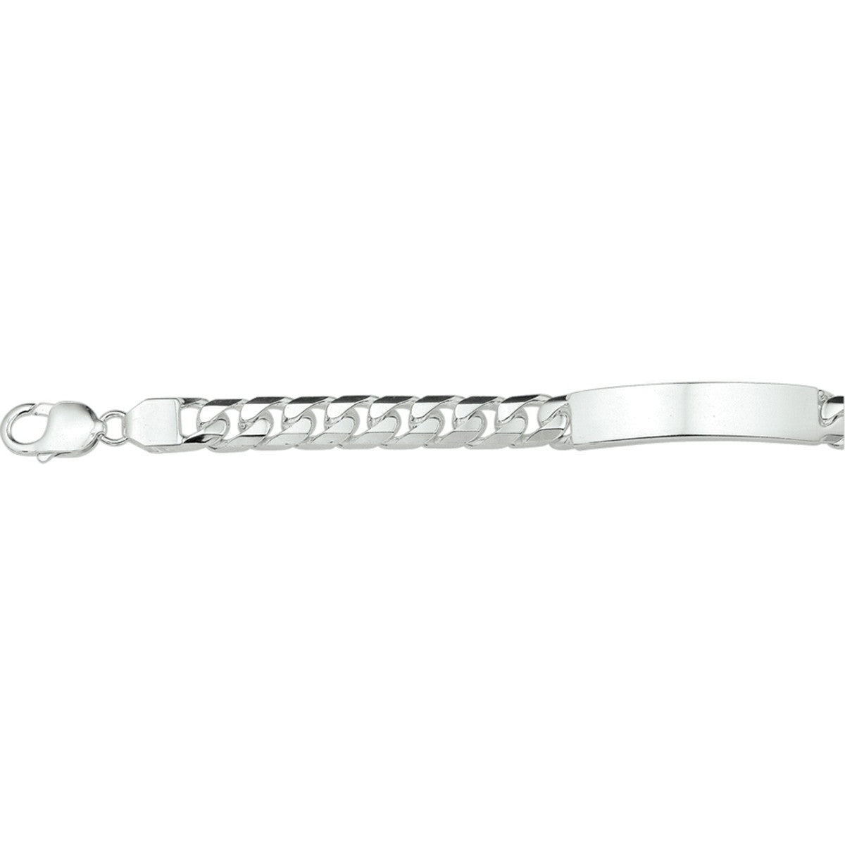 Fantasy Collection Graveerarmband gourmette 6 zijdes geslepen plaat 9 mm zilver