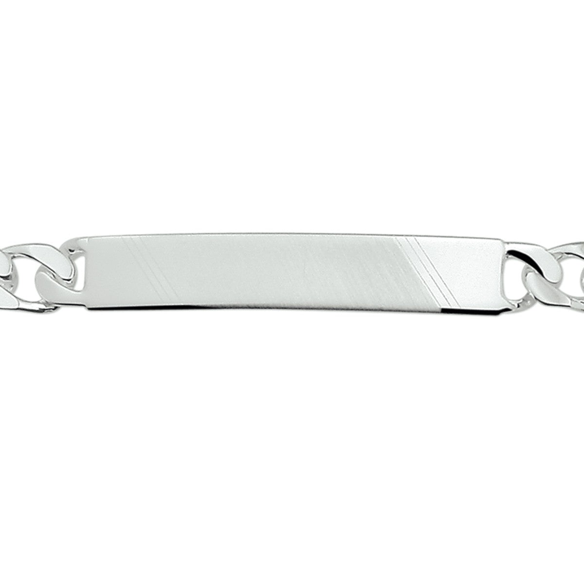 Fantasy Collection Graveerarmband gourmette 6 zijdes geslepen plaat 7 mm 21 cm zilver