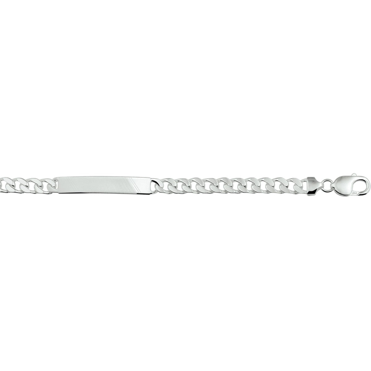 Fantasy Collection Graveerarmband gourmette 6 zijdes geslepen plaat 7 mm 21 cm zilver