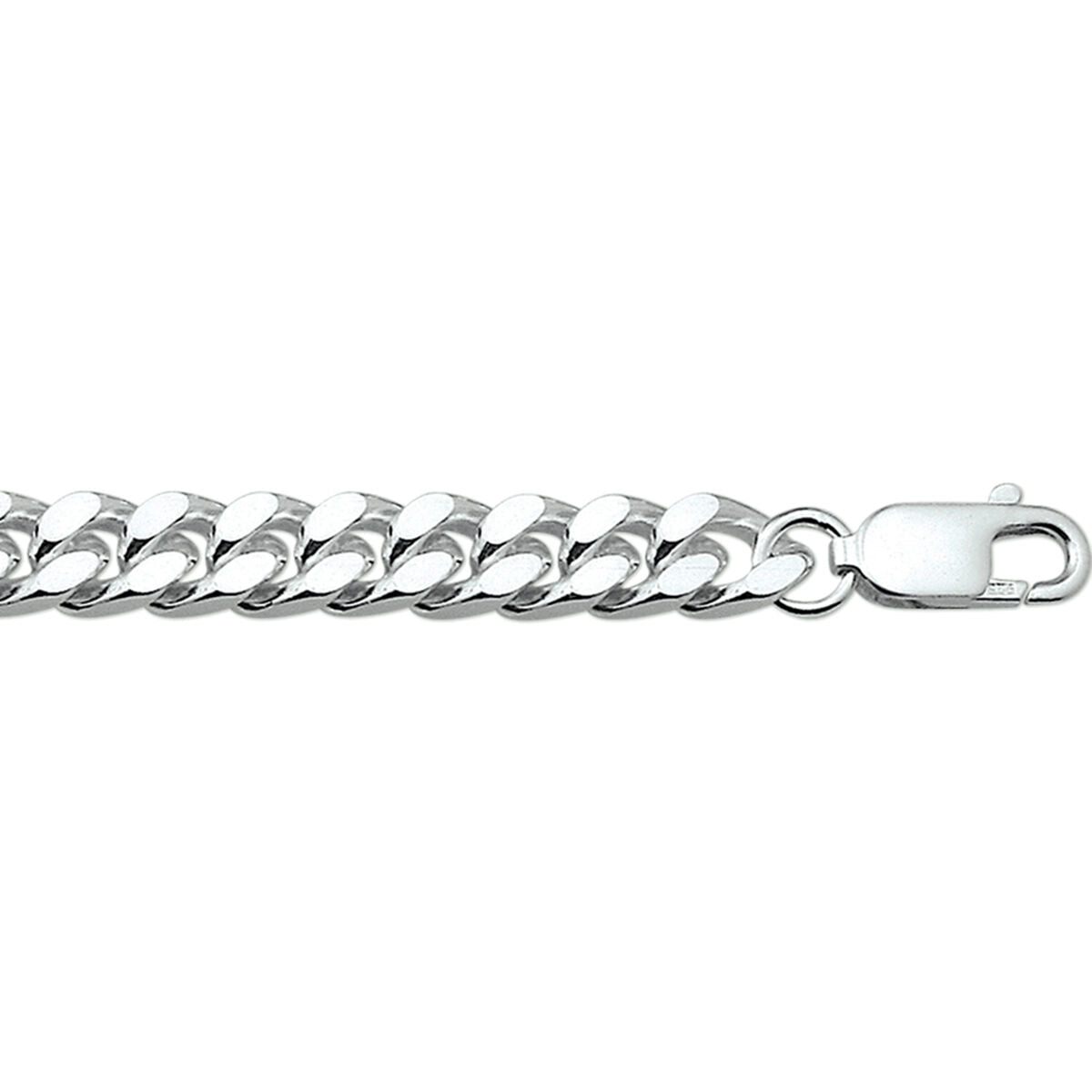 Fantasy Collection Collier gourmette 8 zijdes geslepen 7,5 mm zilver
