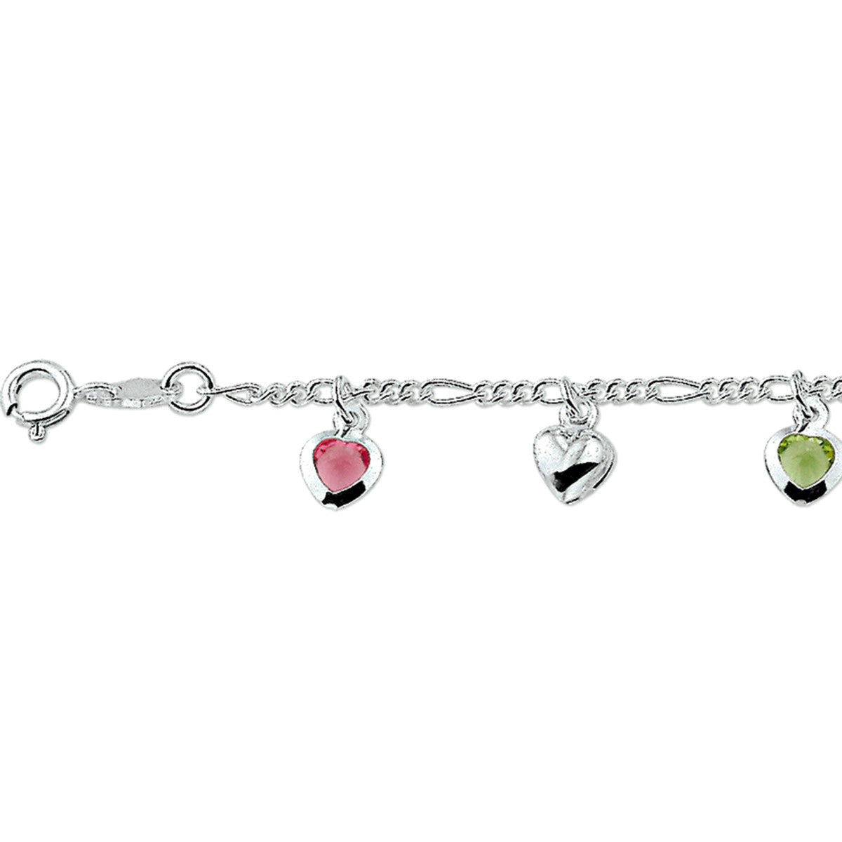 Fantasy Collection Armband hart meerdere kleuren zirkonia 16 cm zilver