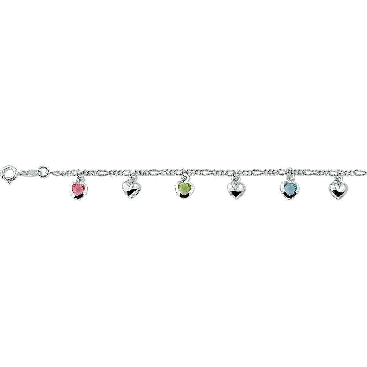Fantasy Collection Armband hart meerdere kleuren zirkonia 16 cm zilver