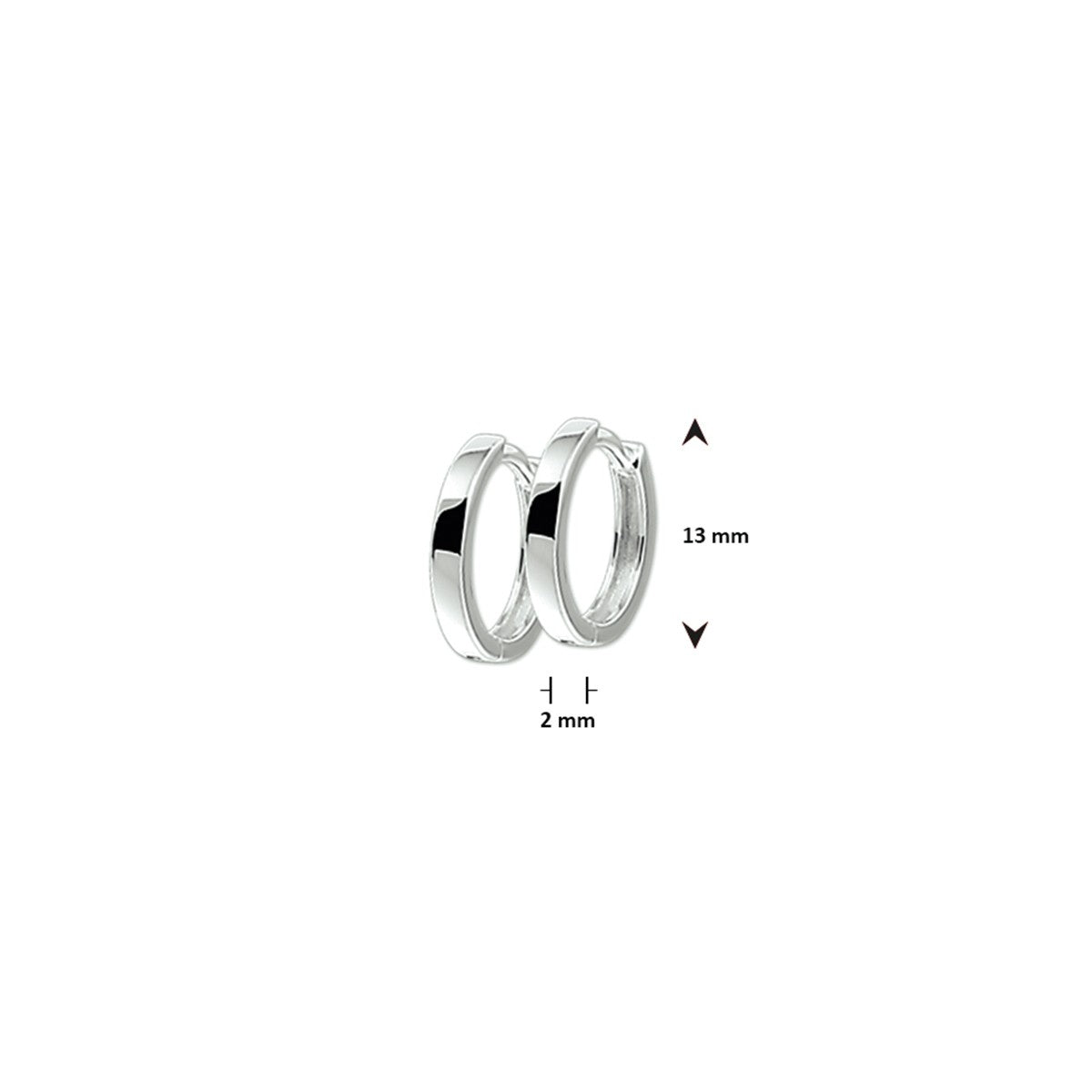 Fantasy Collection Oorbellen 2 mm vlak zilver