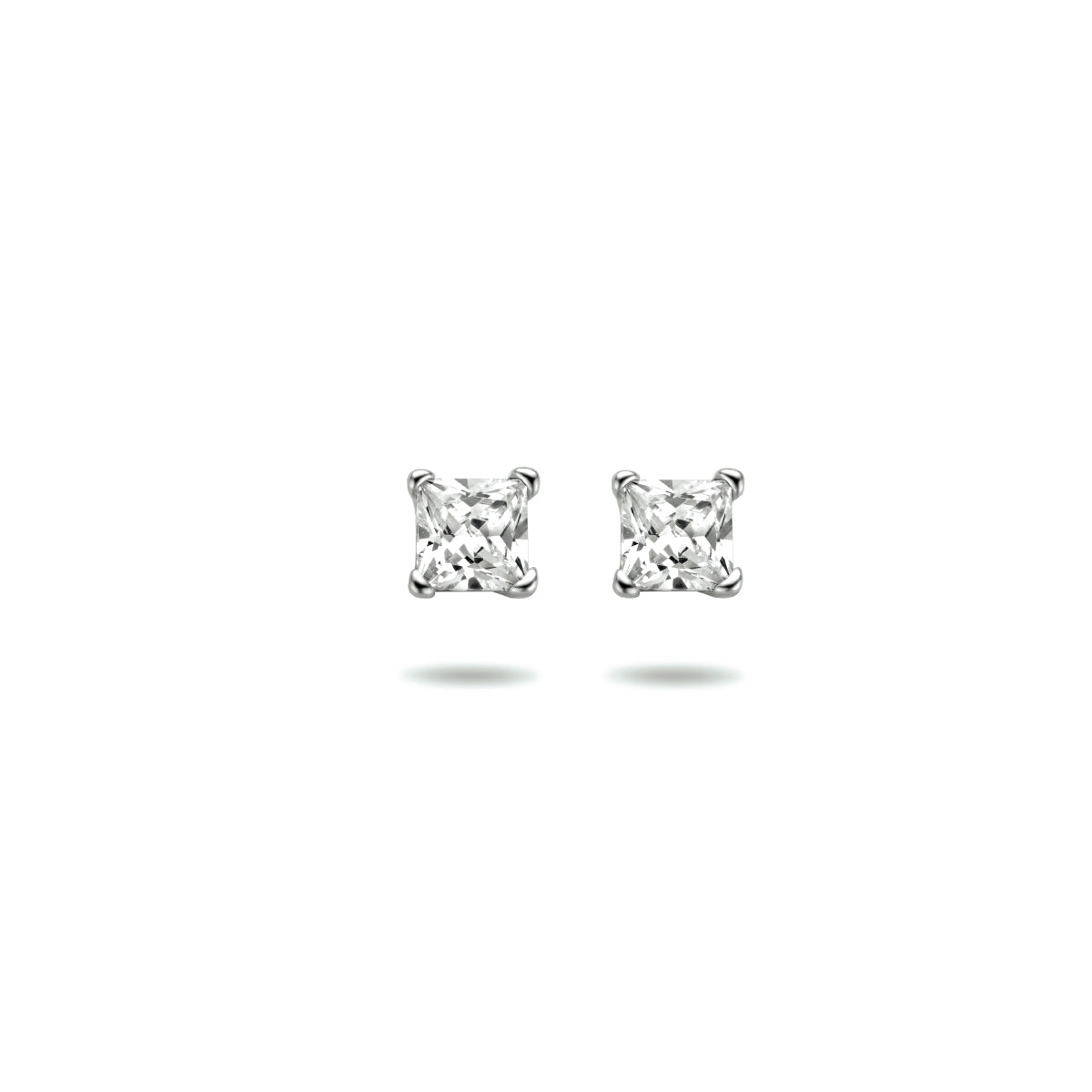 Oorbellen zirkonia zilver 4 mm #Diameter steen (mm)_4