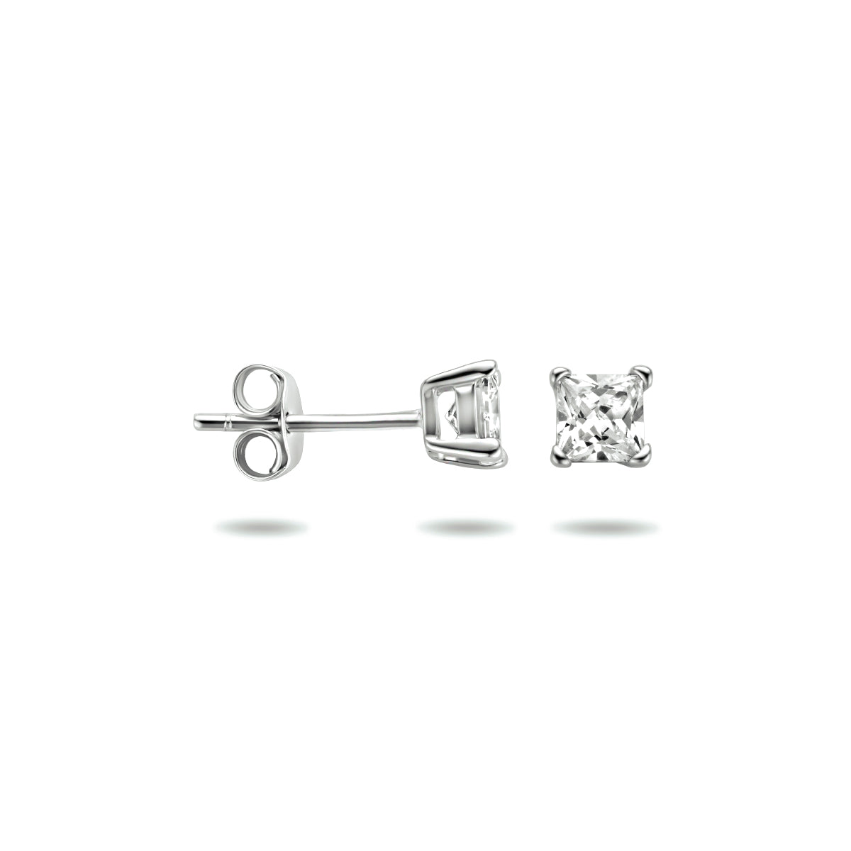 Oorbellen zirkonia zilver 4 mm #Diameter steen (mm)_4