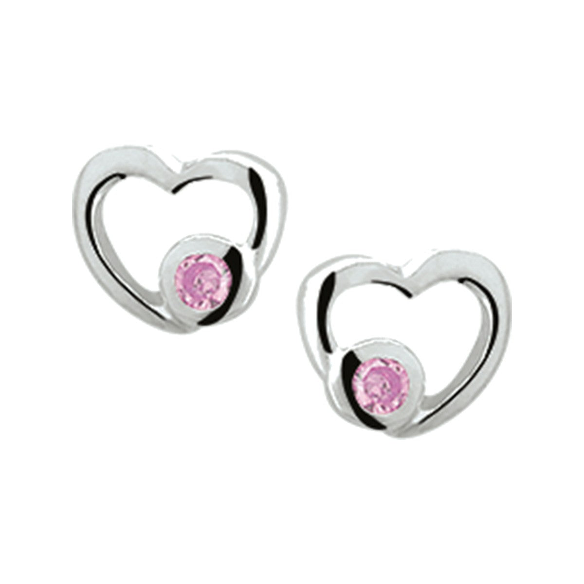 Fantasy Collection Oorbellen hart roze zirkonia zilver