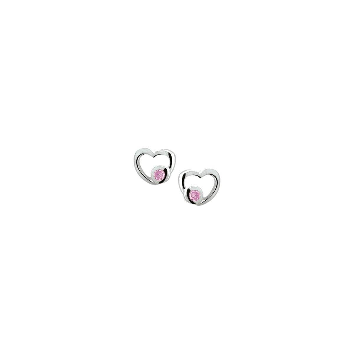 Fantasy Collection Oorbellen hart roze zirkonia zilver