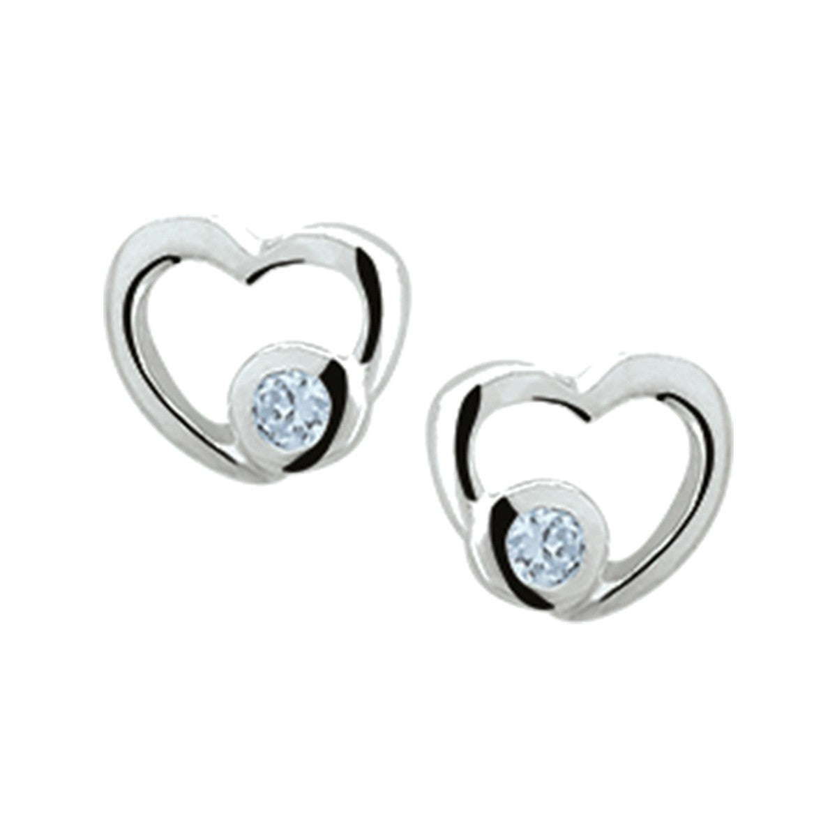 Zilveren oorknoppen hart blauw zirkonia - 1011156 - PansiteNederland.nl