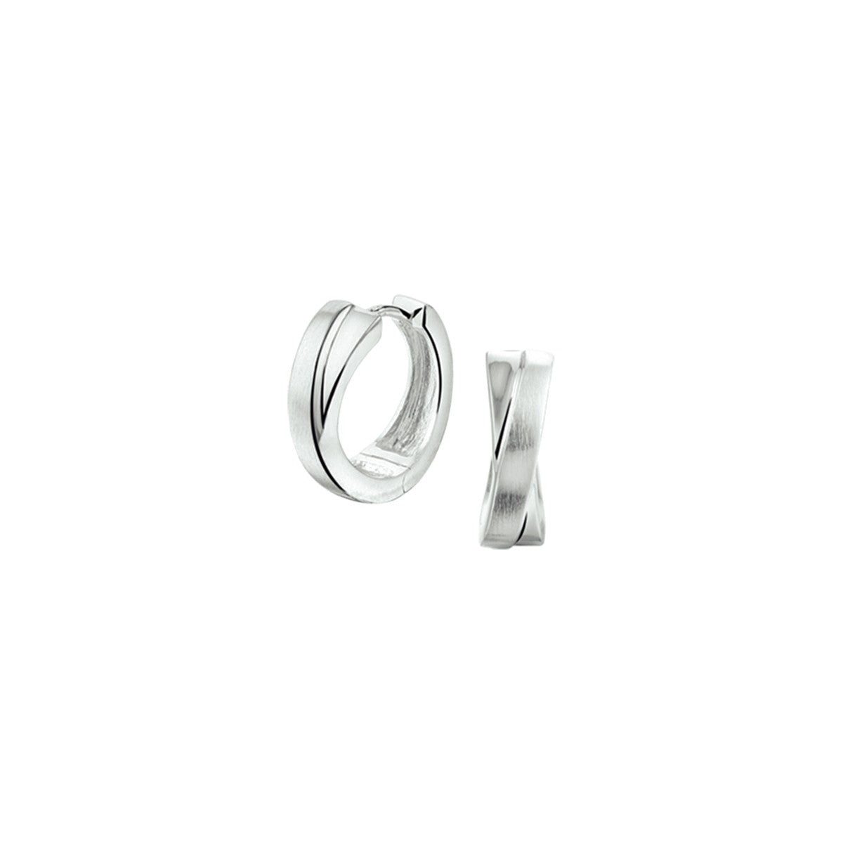 Fantasy Collection Oorbellen poli/mat 14 mm zilver