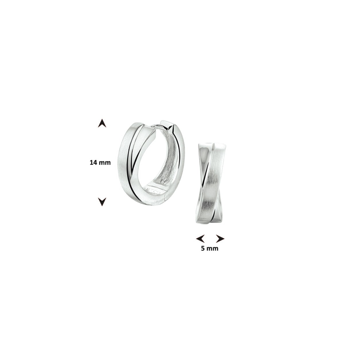 Fantasy Collection Oorbellen poli/mat 14 mm zilver