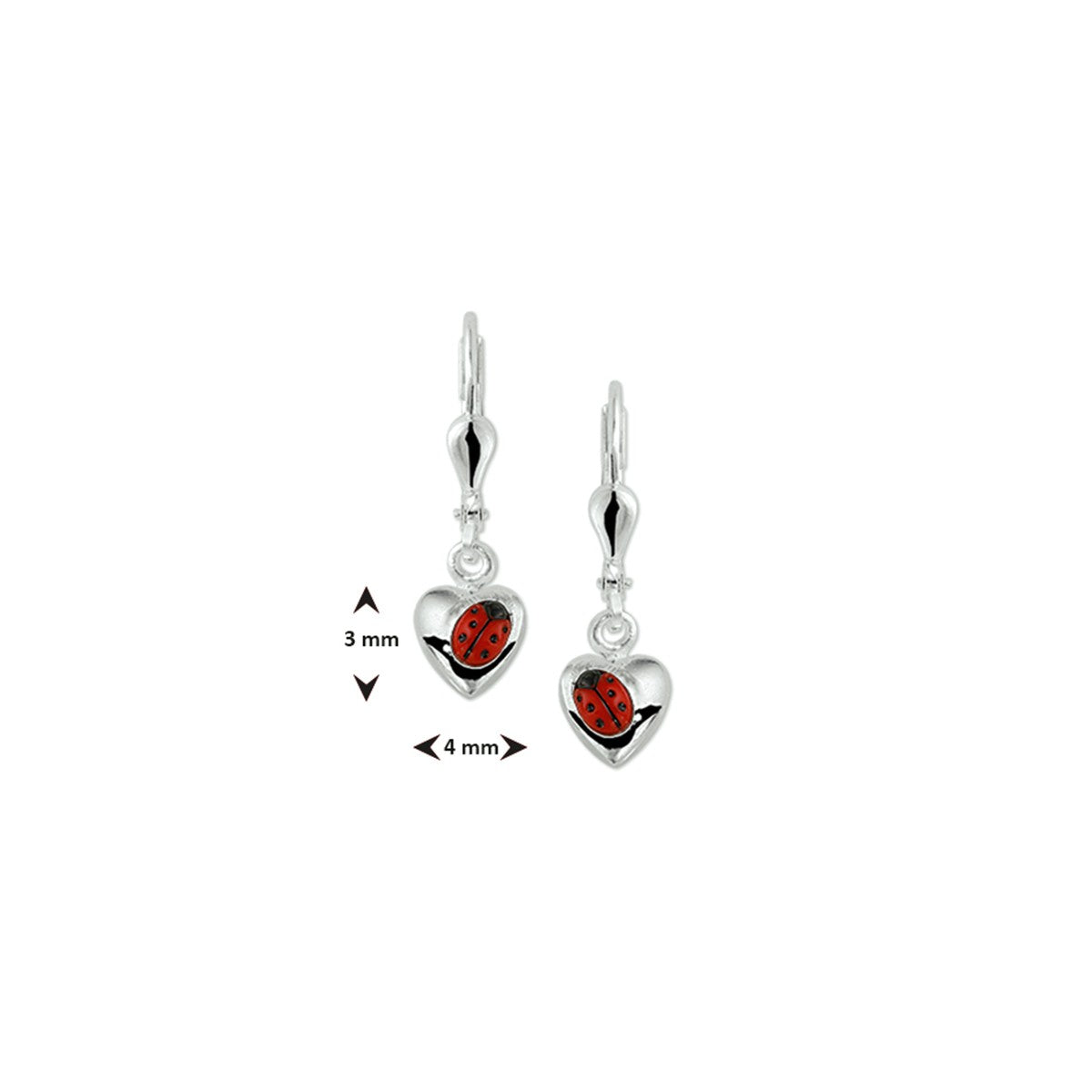 Fantasy Collection Hangende oorbellen hart lieveheersbeestje brisure haak zilver - PSN1011687