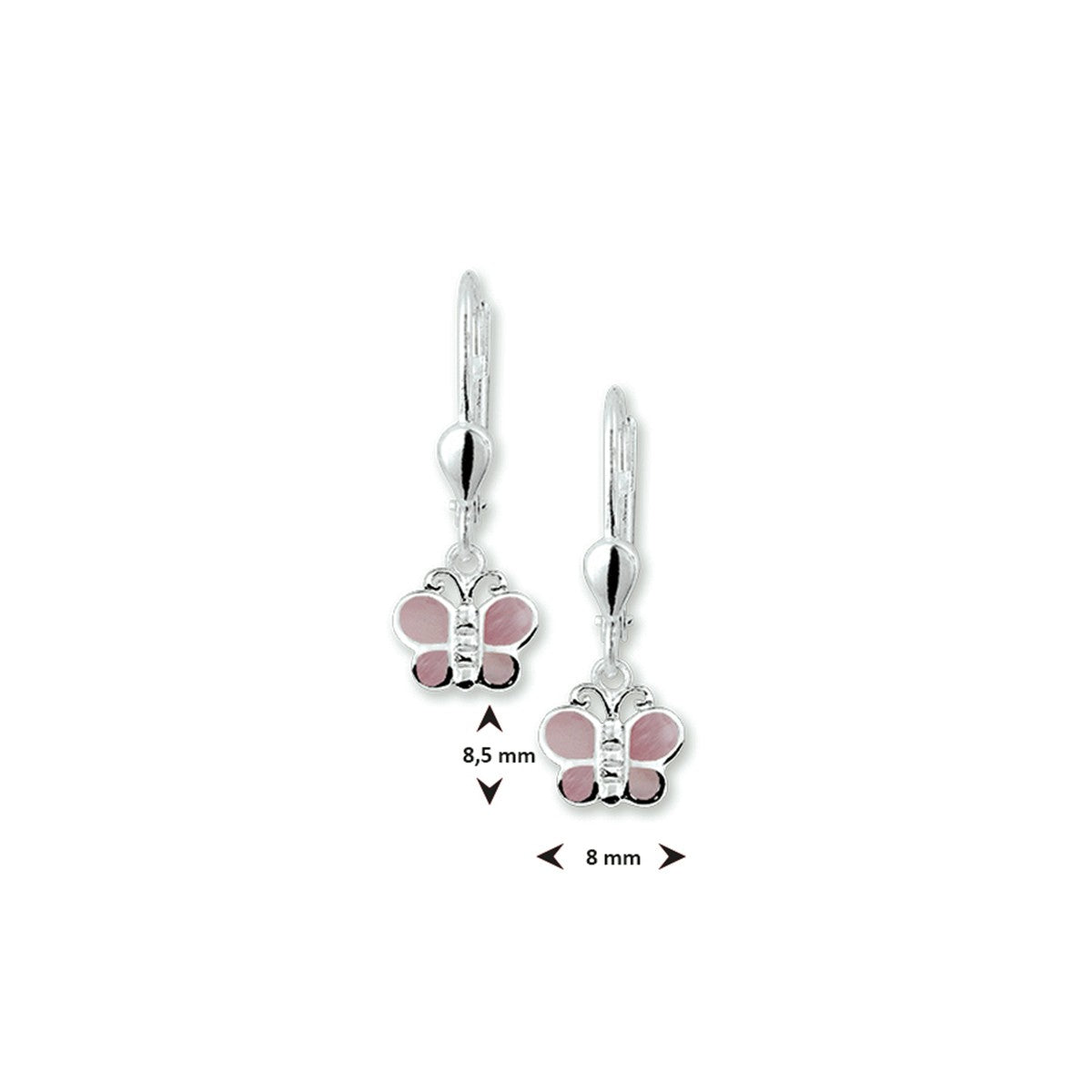 Fantasy Collection Hangende oorbellen vlinder brisure haak zilver