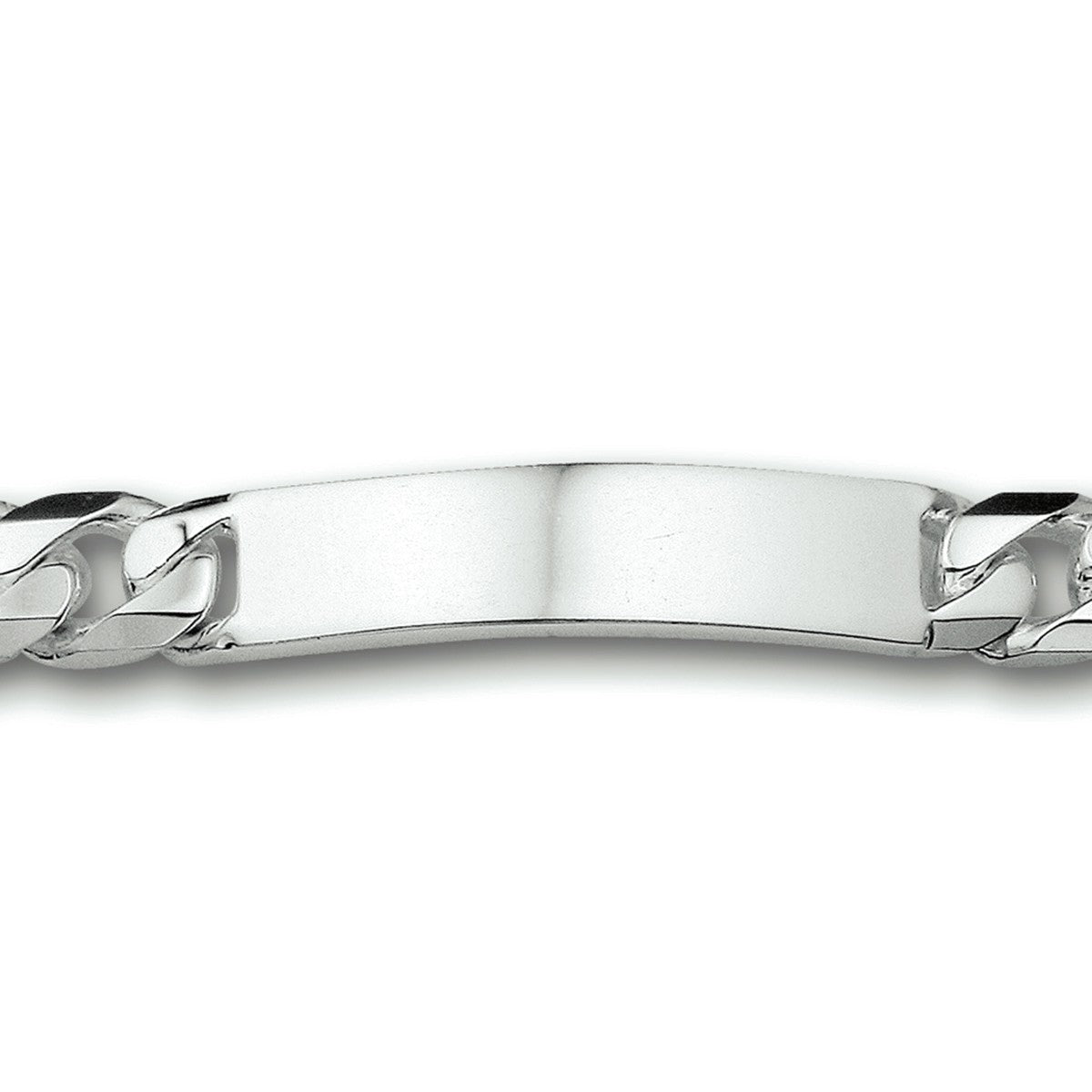 Fantasy Collection Graveerarmband gourmette 6 zijdes geslepen plaat 11 mm zilver