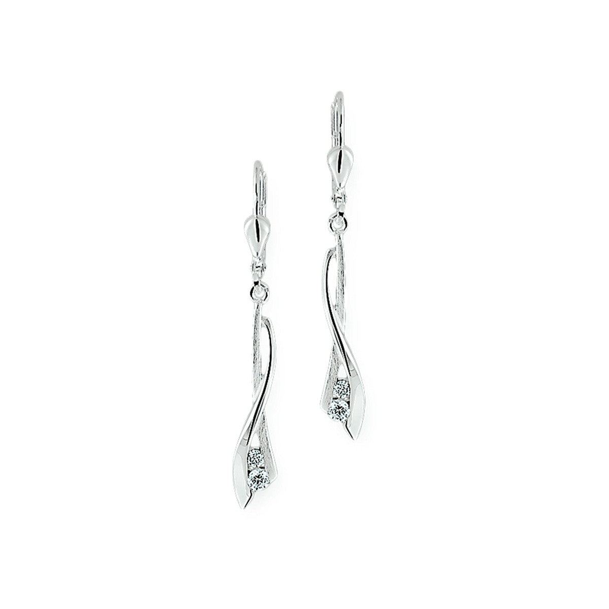 Fantasy Collection Hangende oorbellen zirkonia poli/mat brisure haak zilver