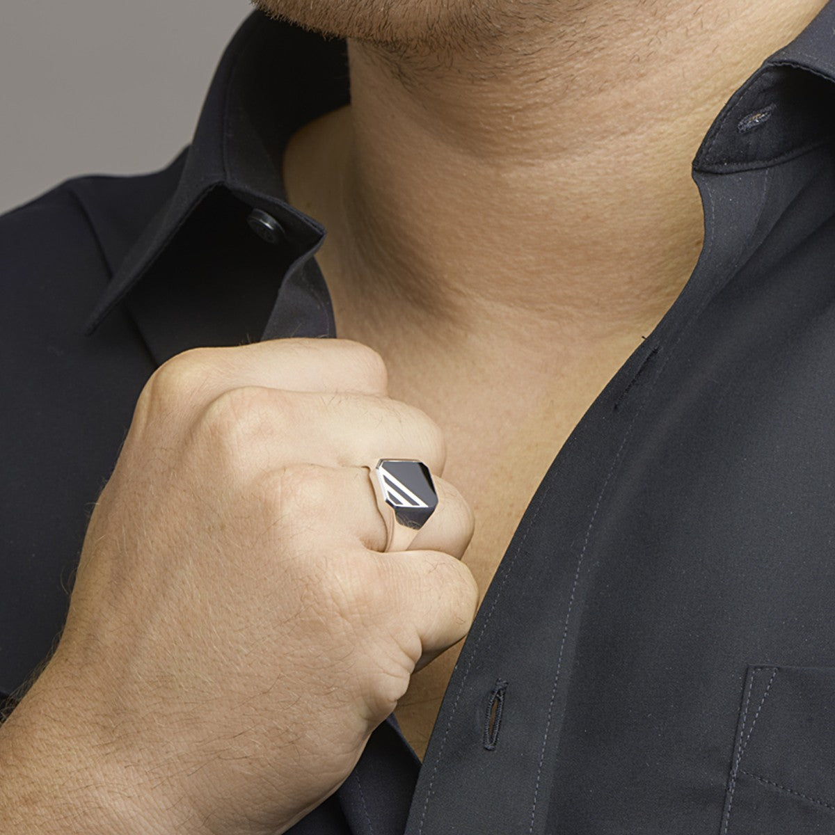 Fantasy Collection Zegelring massief onyx zilver - PSN1013992