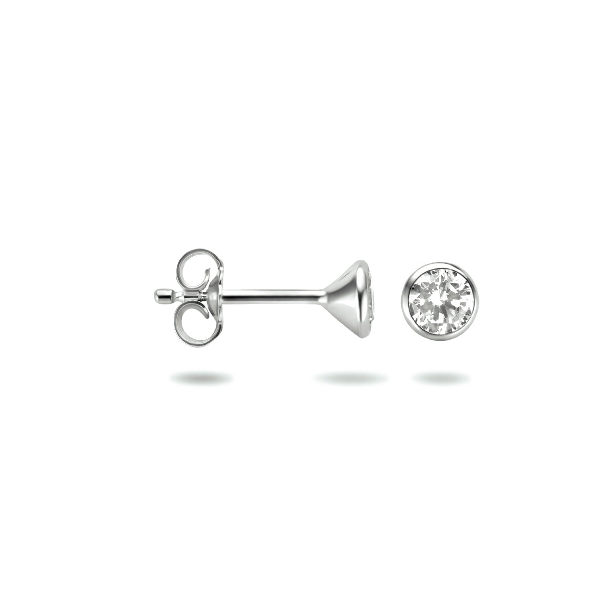 Oorknoppen zirkonia zetkast zilver 4 mm #Diameter steen (mm)_4