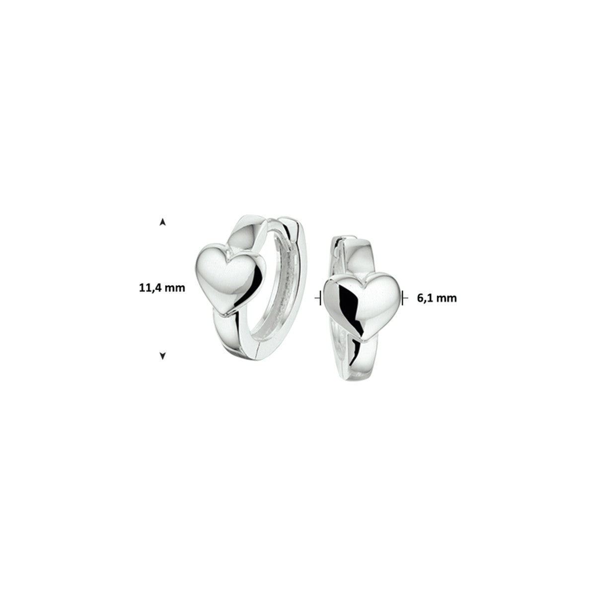 Fantasy Collection Oorbellen hart zilver