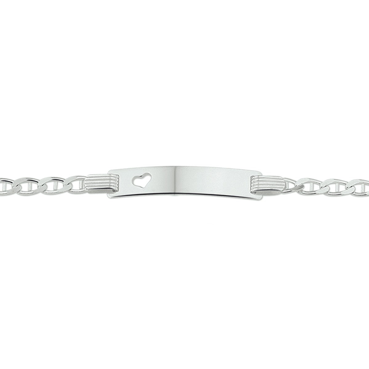 Fantasy Collection Graveerarmband anker plaat met hartje 5,0 mm 16 - 18 cm zilver