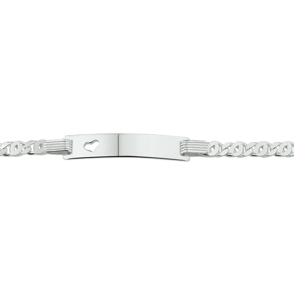 Fantasy Collection Graveerarmband valkenoog plaat met hartje 5,0 mm 16 - 18 cm zilver