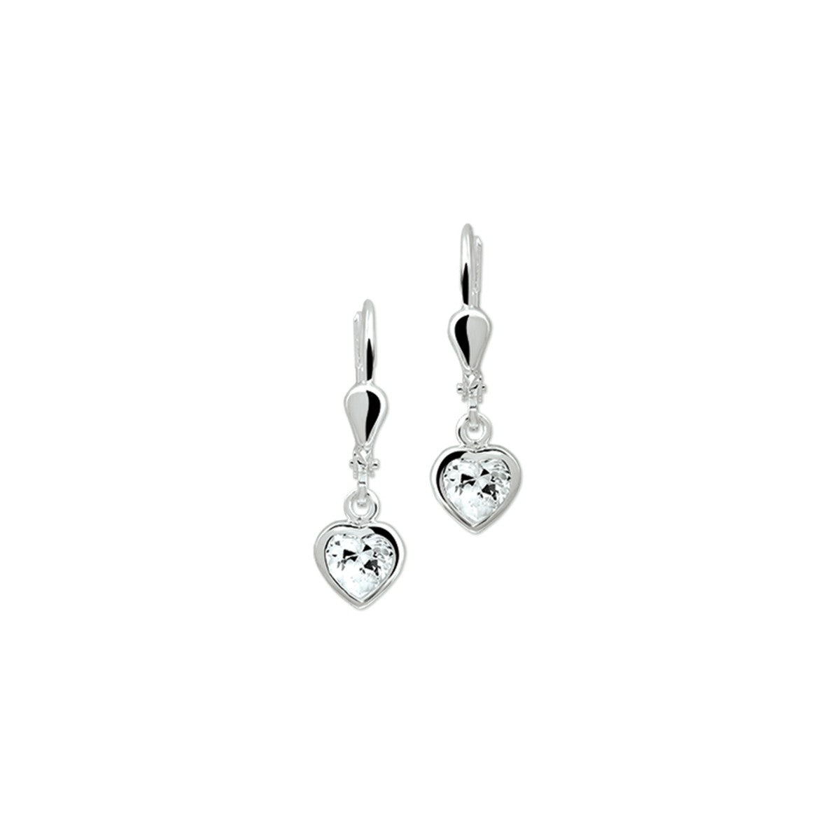 Fantasy Collection Hangende oorbellen hart zirkonia brisure haak zilver