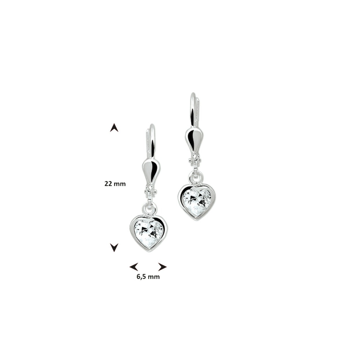 Fantasy Collection Hangende oorbellen hart zirkonia brisure haak zilver
