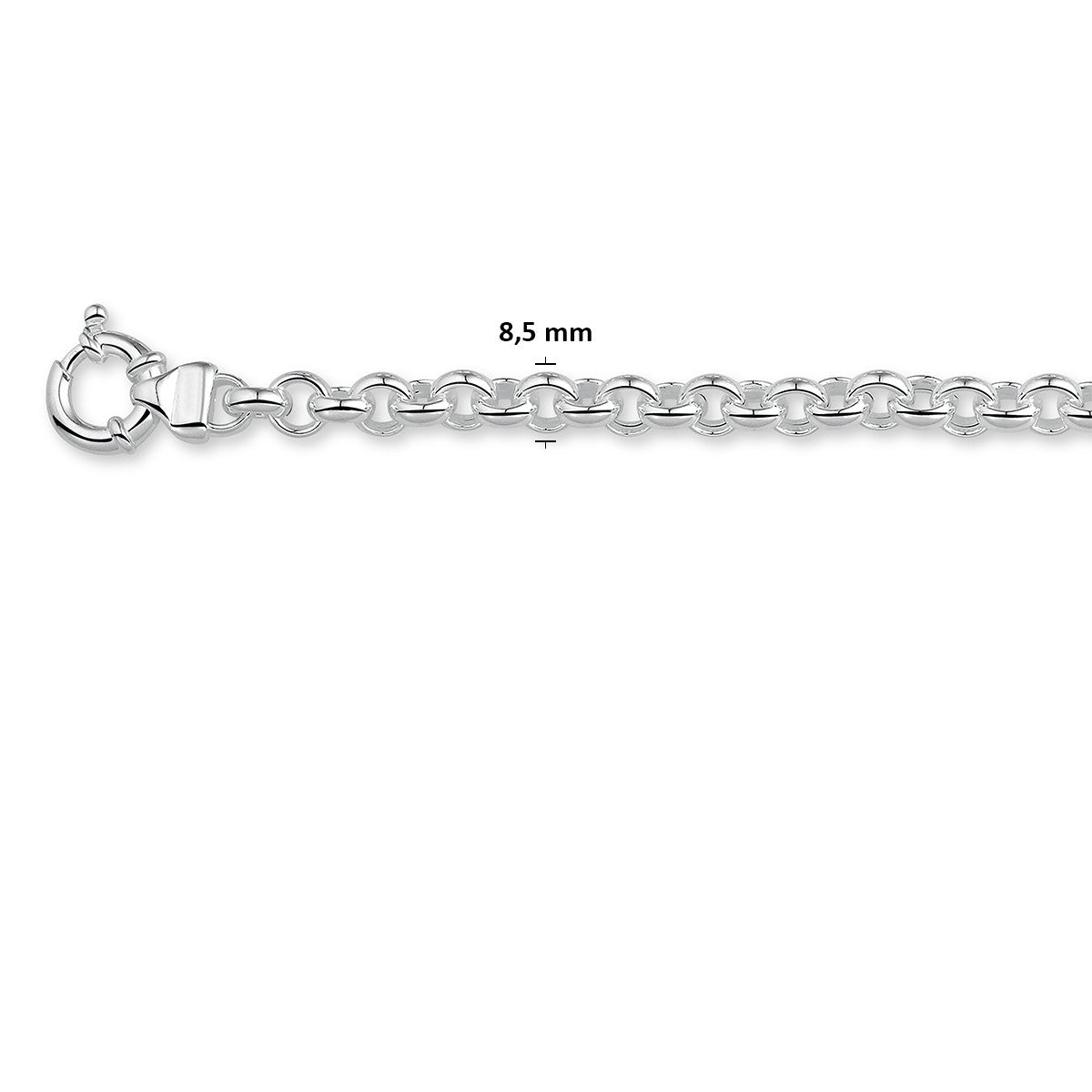 Ketting Jasseron 8,5 mm met groot veerslot zilver wit