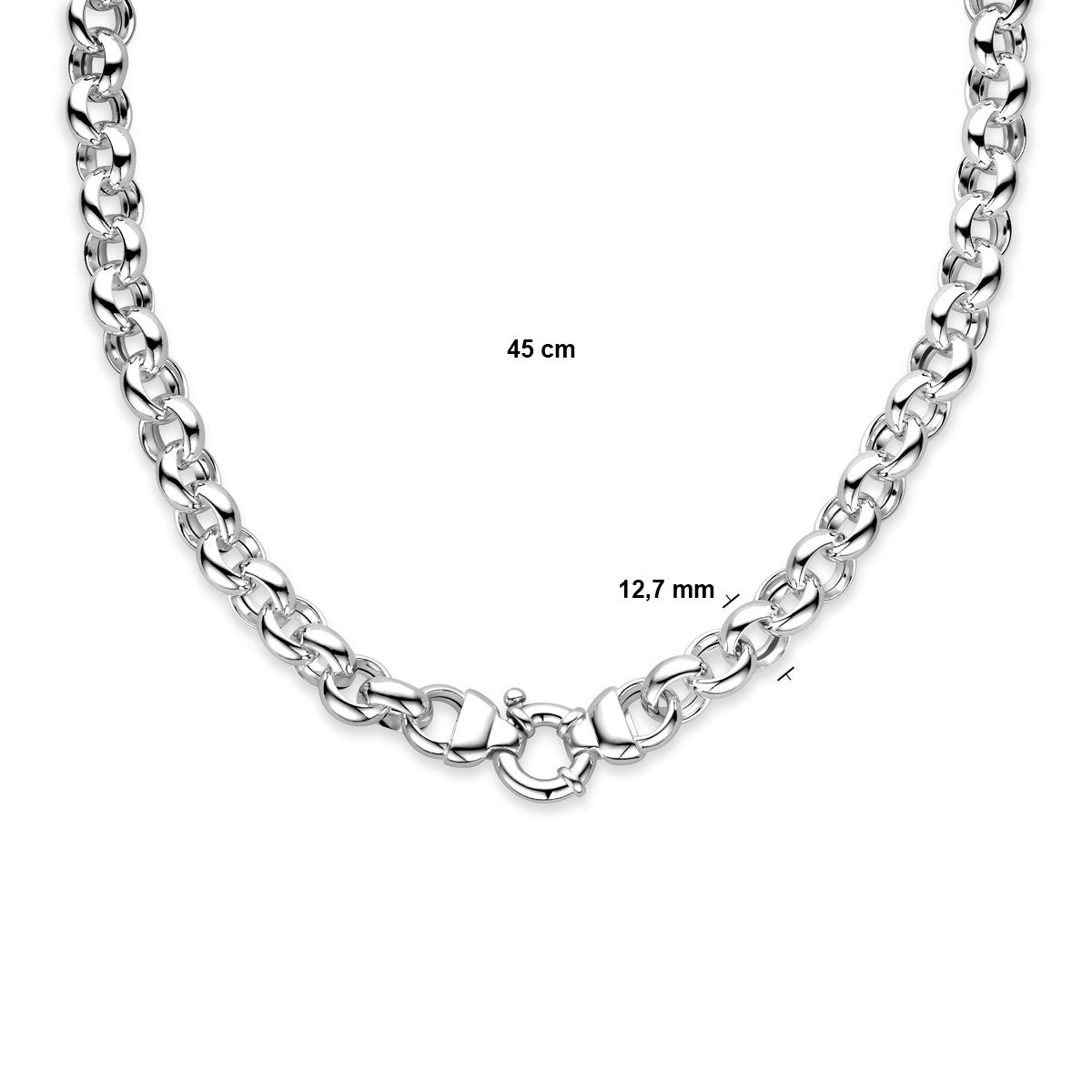 Fantasy Collection Collier jasseron 13,0 mm met groot veerslot zilver