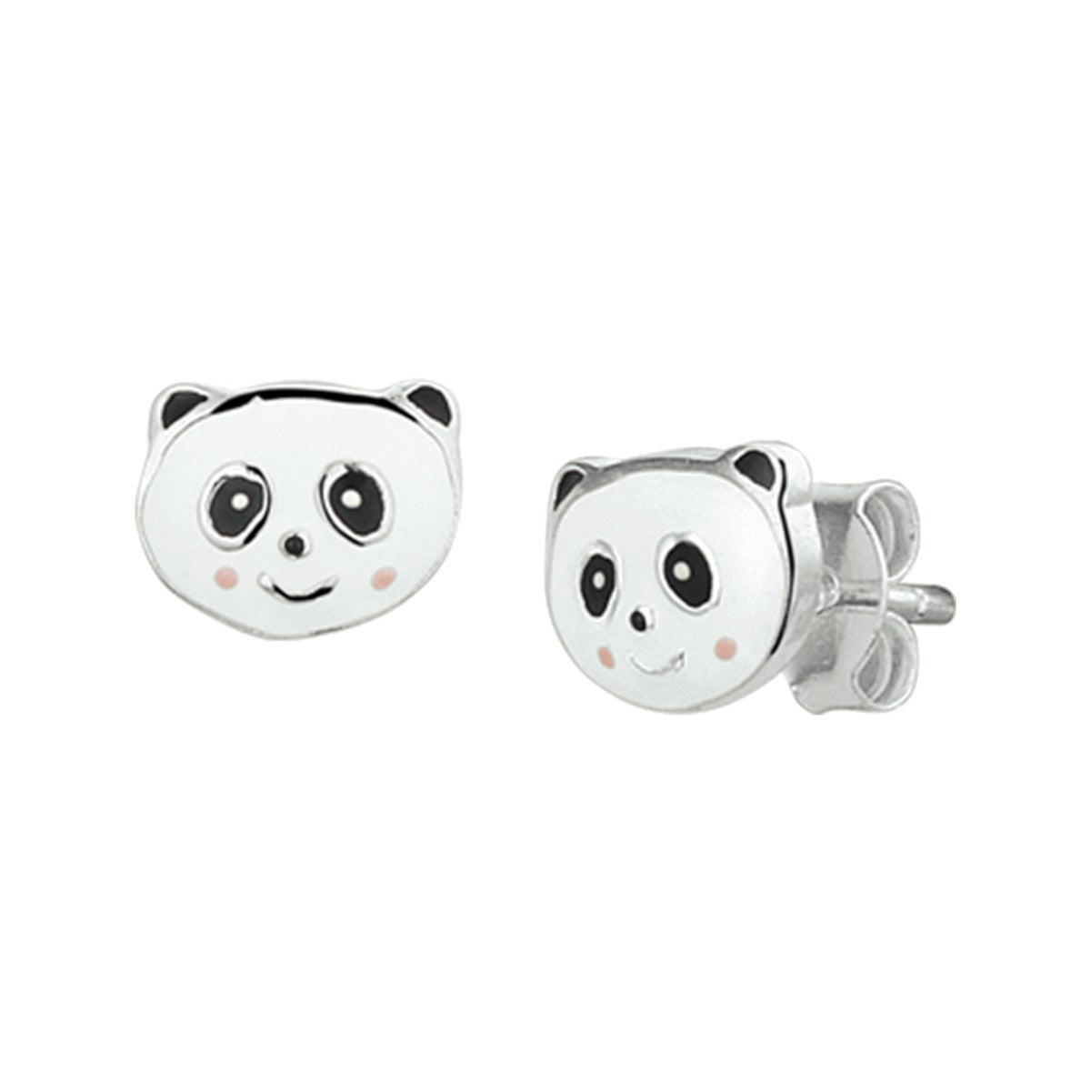 Fantasy Collection Oorbellen panda emaille zilver