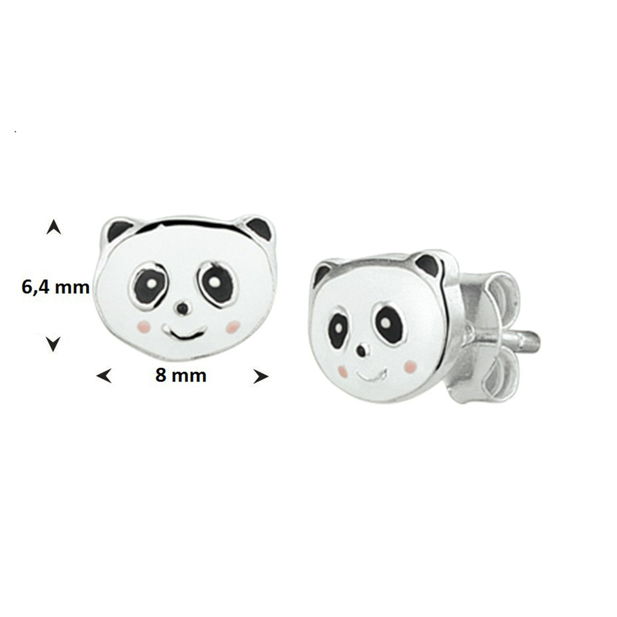 Fantasy Collection Oorbellen panda emaille zilver