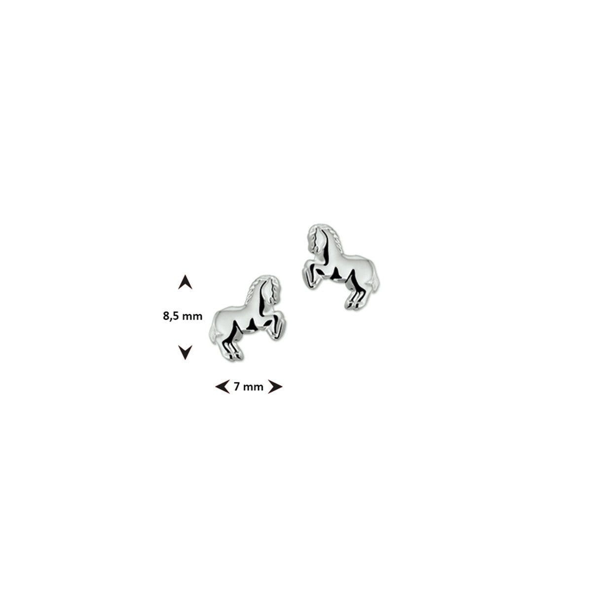 Fantasy Collection Oorbellen paard 8,5 mm zilver