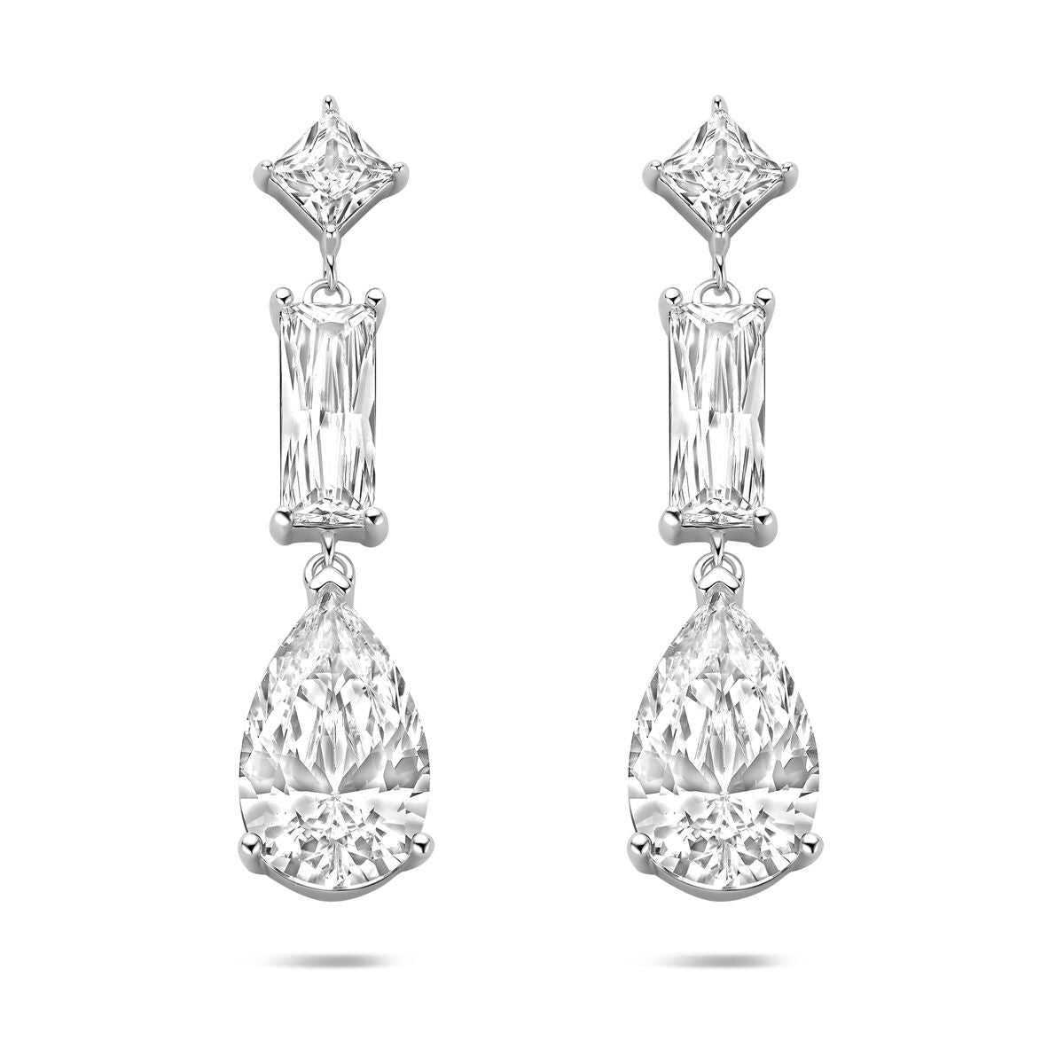 Fantasy Collection Hangende oorbellen zirkonia 35 mm zilver