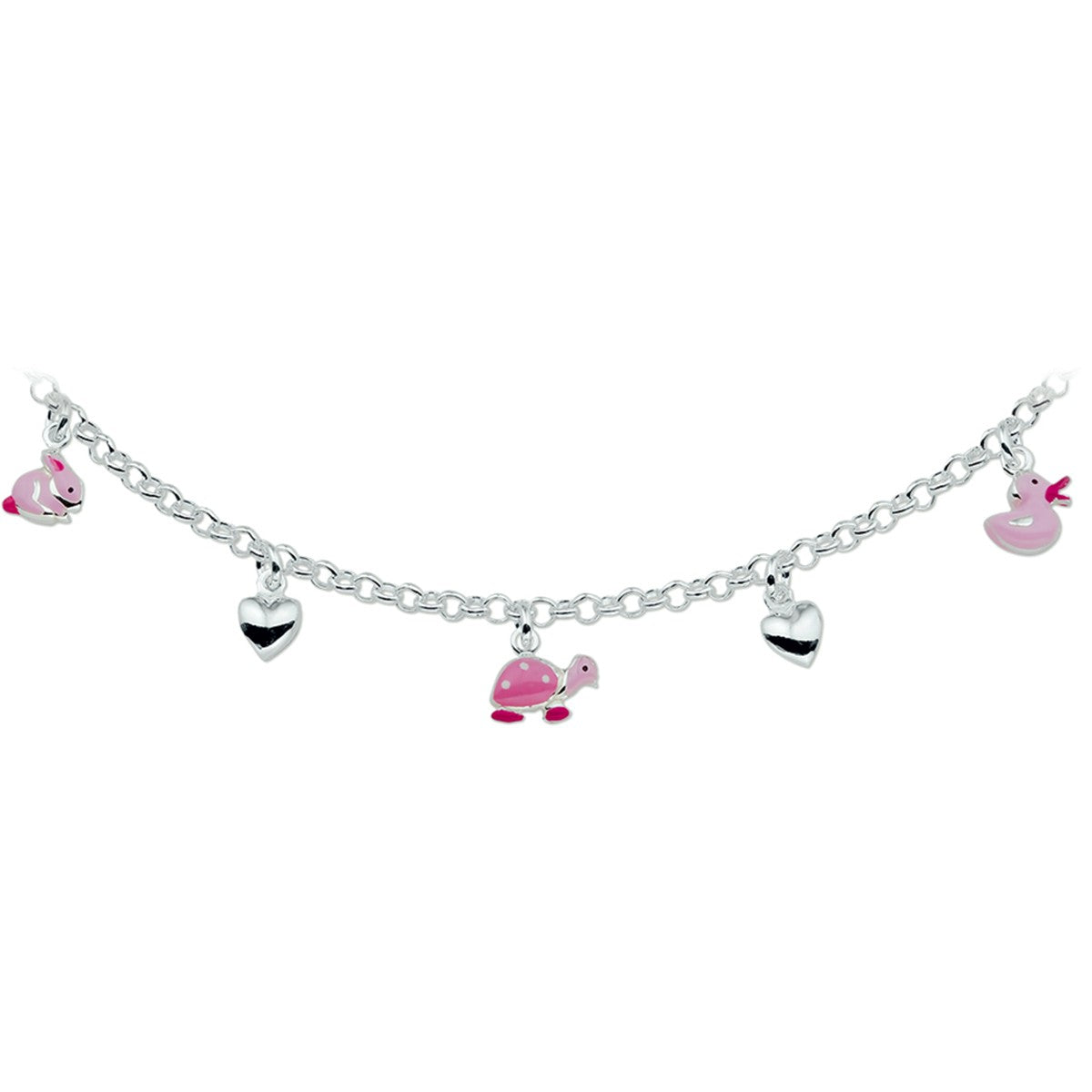 Fantasy Collection Collier hart en dieren 36 + 2 cm zilver