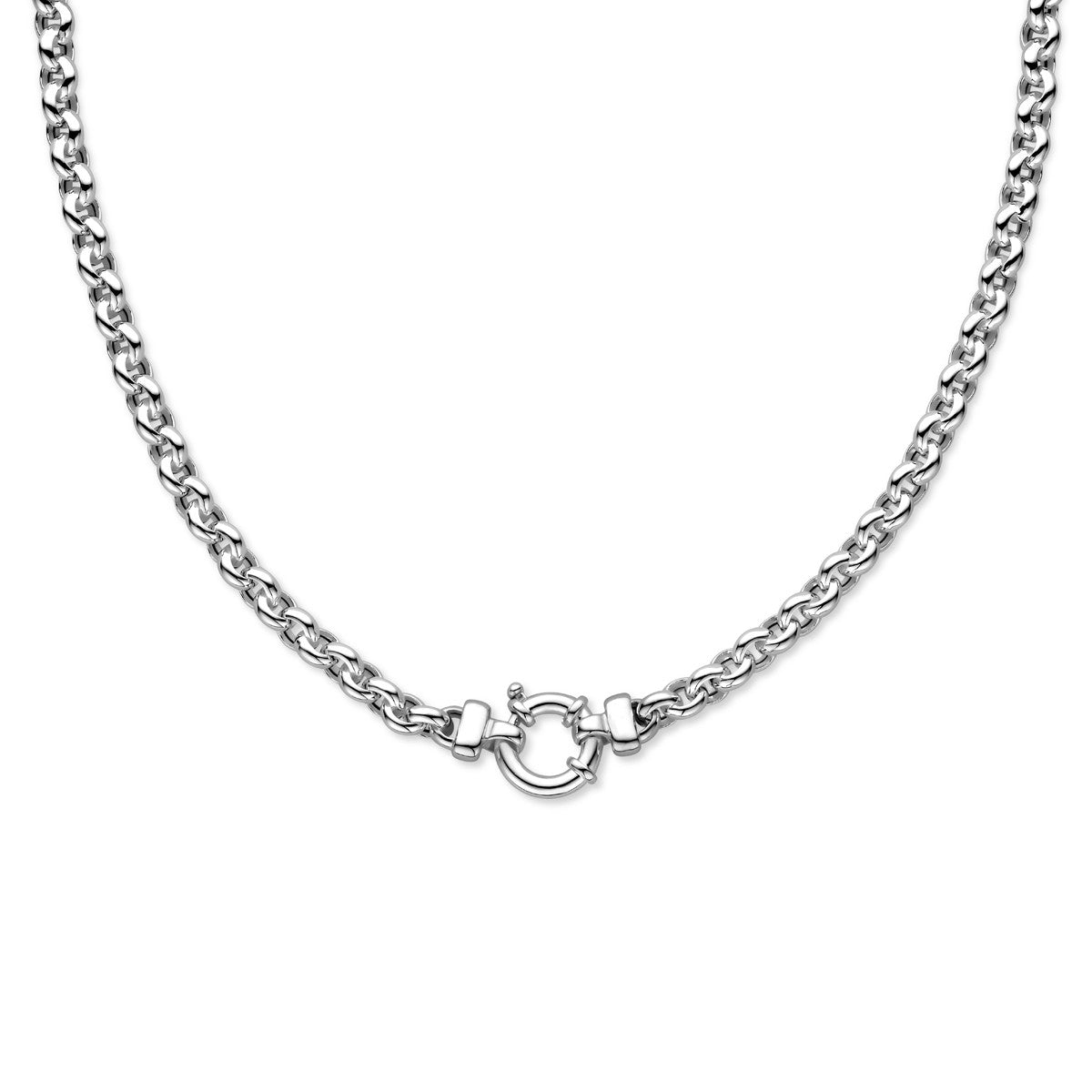 Fantasy Collection Collier jasseron 6 mm met groot veerslot zilver