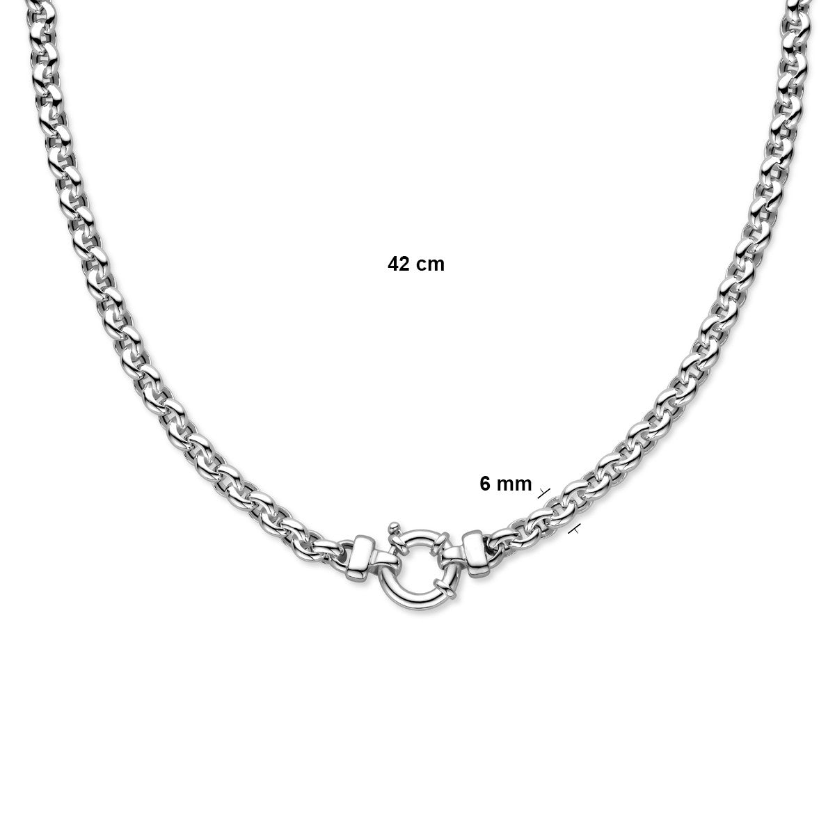 Fantasy Collection Collier jasseron 6 mm met groot veerslot zilver