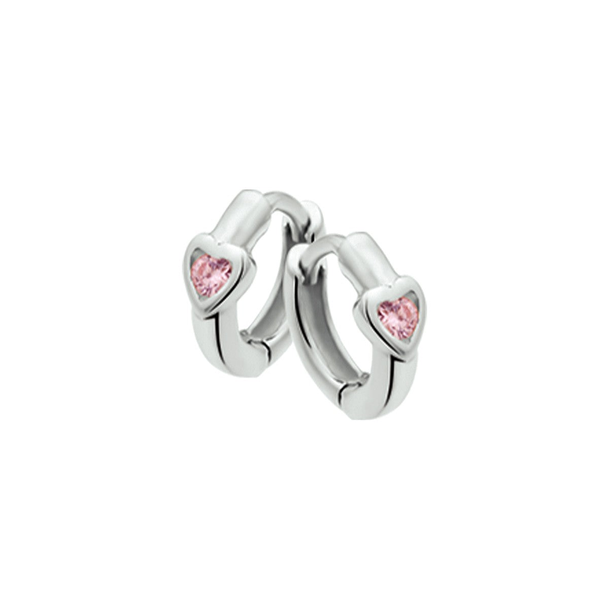 Fantasy Collection Oorbellen hart roze zirkonia zilver