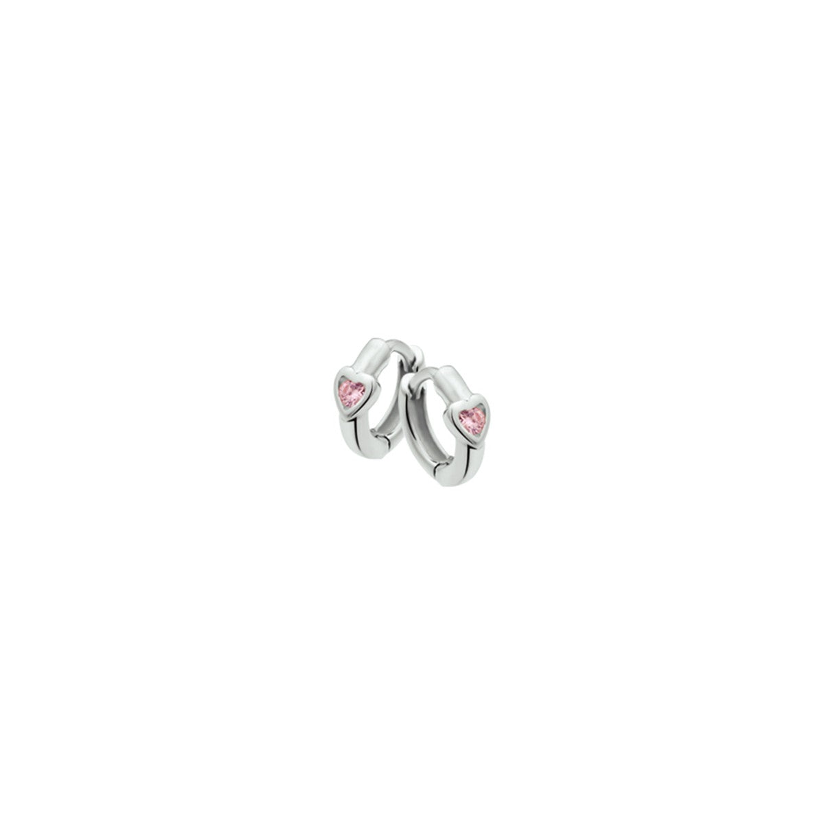 Fantasy Collection Oorbellen hart roze zirkonia zilver