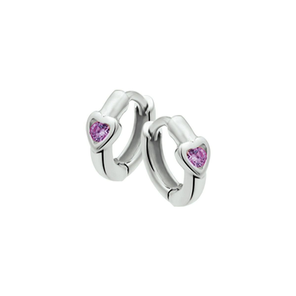 Fantasy Collection Oorbellen hart paars zirkonia zilver