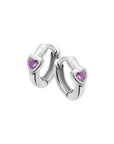 Zilver Klapoorringen Hart Paars Zirkonia 1017985 - PansiteNederland.nl