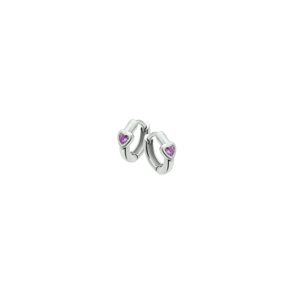 Fantasy Collection Oorbellen hart paars zirkonia zilver