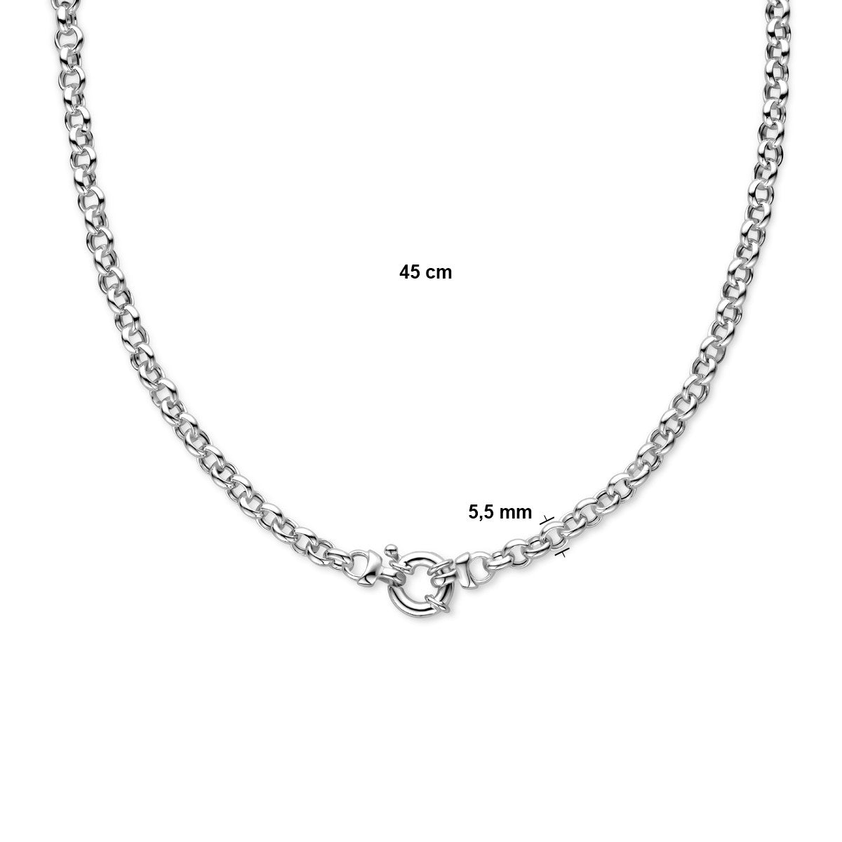 Fantasy Collection Collier jasseron 5,5 mm met groot veerslot zilver