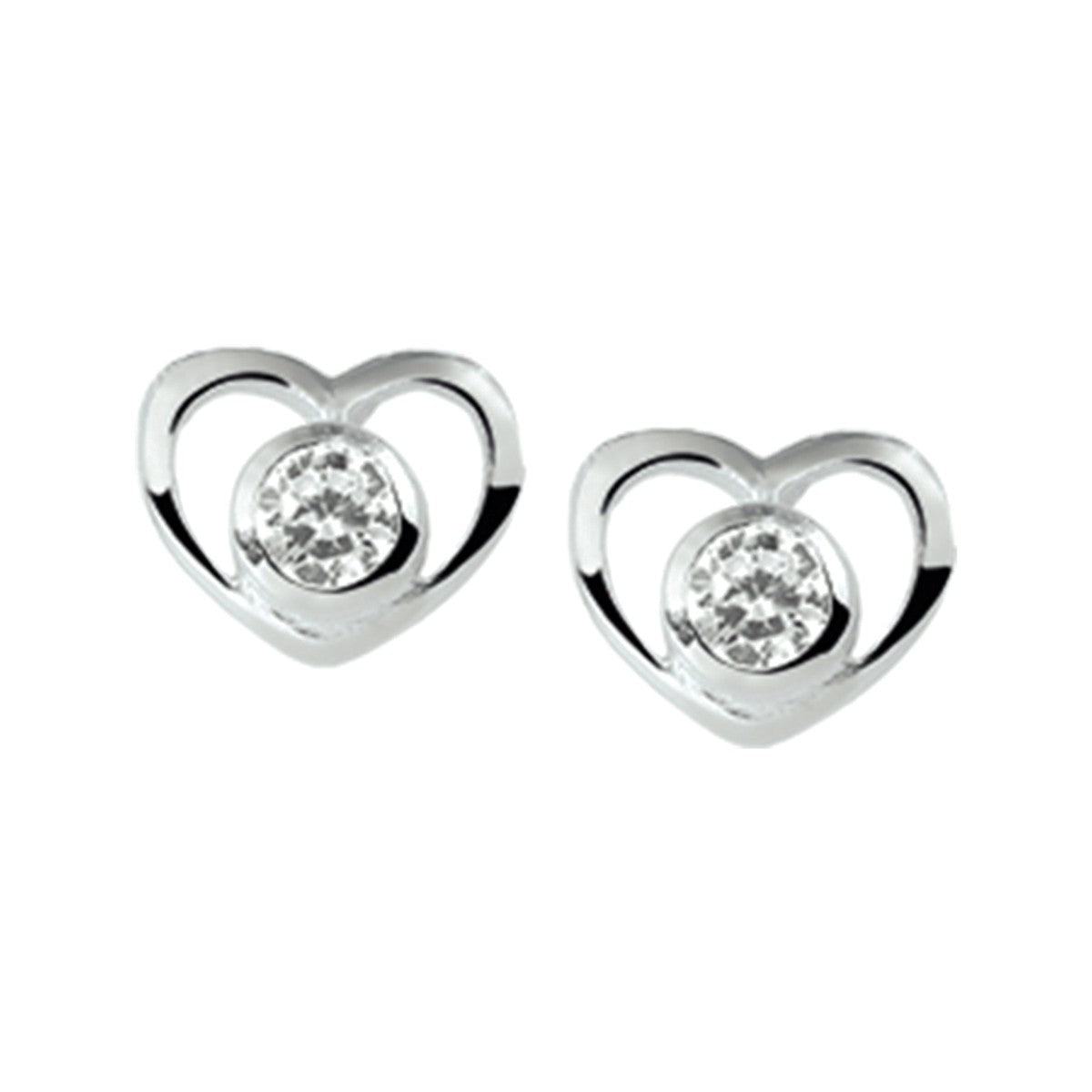 Fantasy Collection Oorbellen hart zirkonia zilver