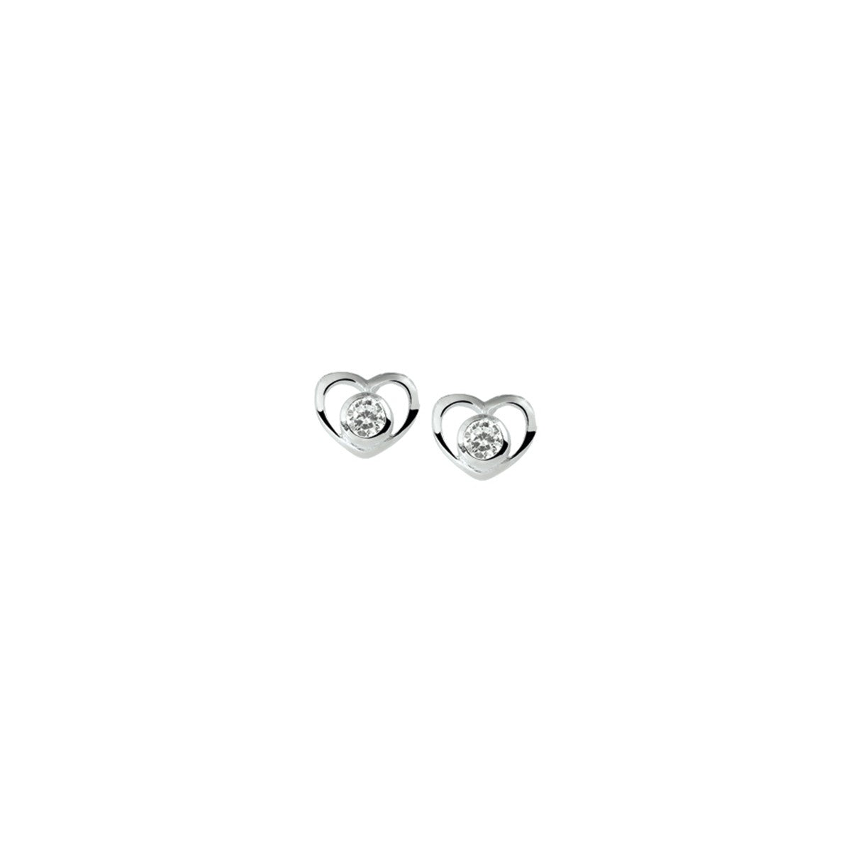Fantasy Collection Oorbellen hart zirkonia zilver