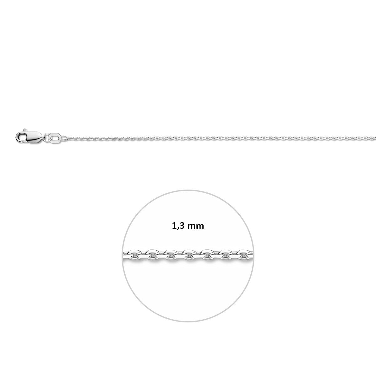 Ketting anker gediamanteerd 1,3 mm zilver