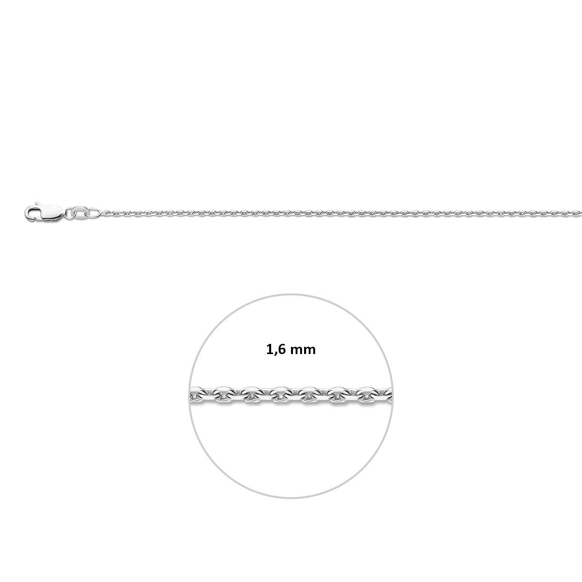 Collier anker gediamanteerd 1,6 mm zilver – 1018808