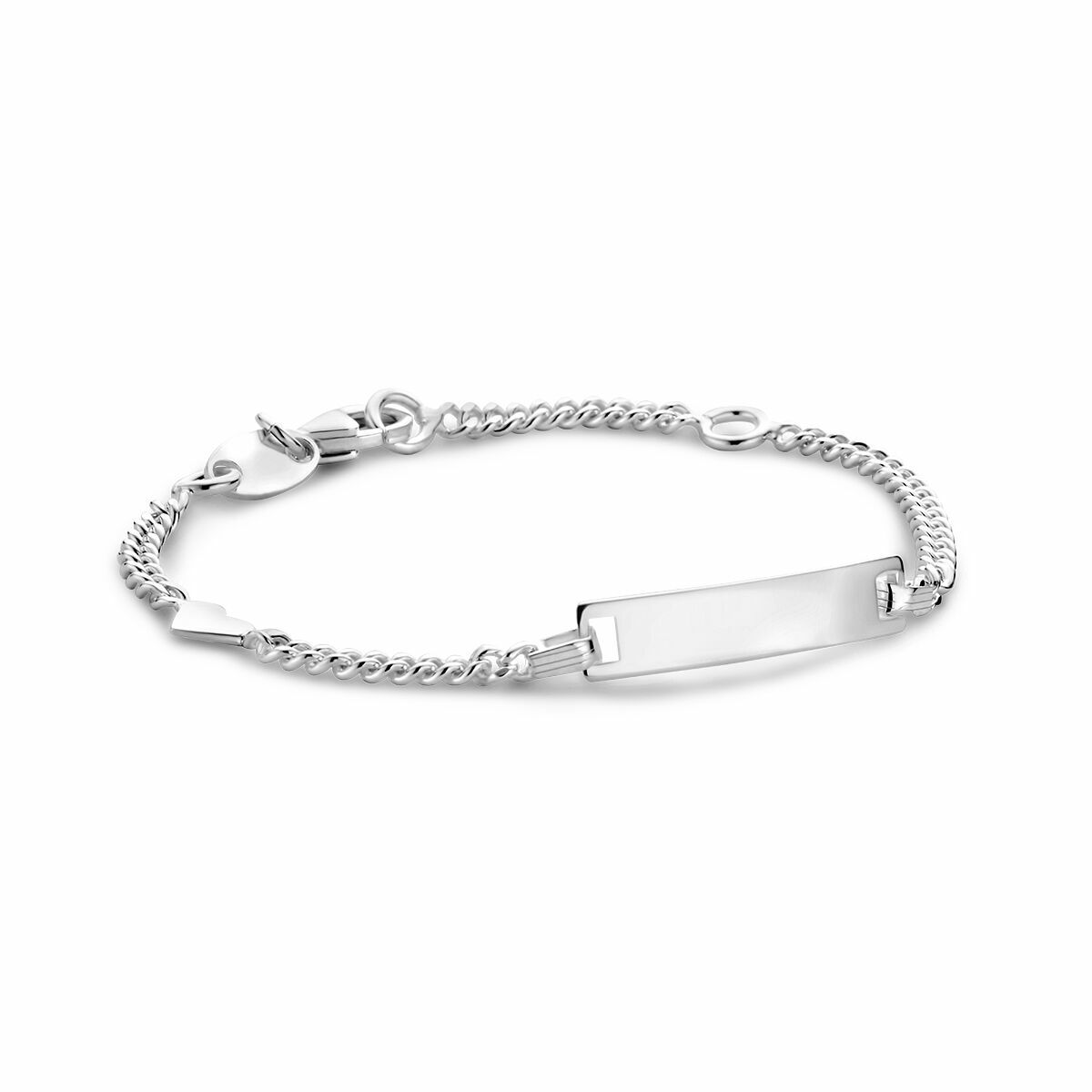 Fantasy Collection Graveerarmband hart gourmette 4 zijdes geslepen plaat 4,2 mm zilver